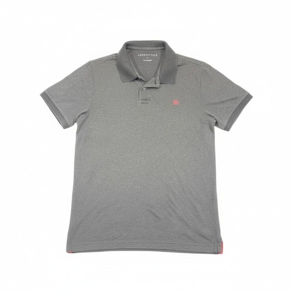 Aéropostale Polo Shirt Mens Large‎ Gray Short Sleeve Cotton Embroidered Logo